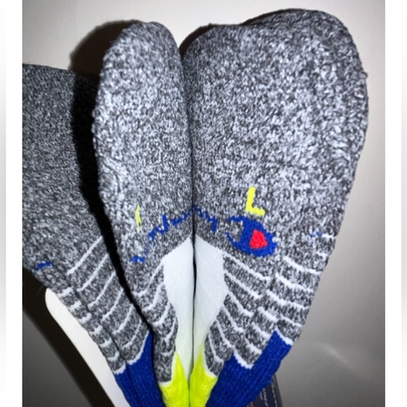 Champion No Show Socks 3 Pair Men's 6-12 White Black Yellow Blue w Logo NEW $18 - Picture 8 of 12